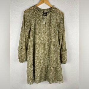 INC printed tiered mini dress featuring a snakeskin pattern ruffle detailing S